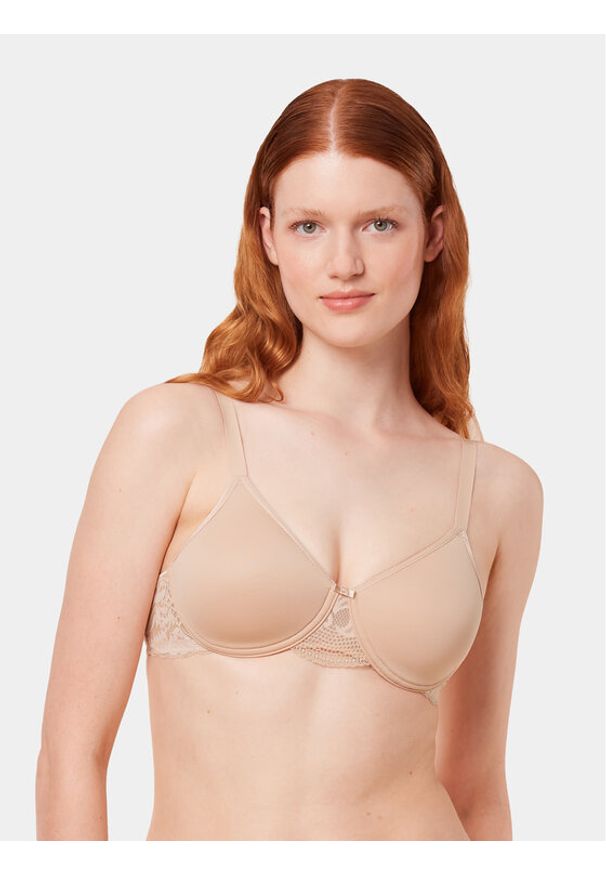 Triumph Biustonosz z fiszbiną Modern Lace 10215960 Beżowy. Kolor: beżowy. Materiał: syntetyk