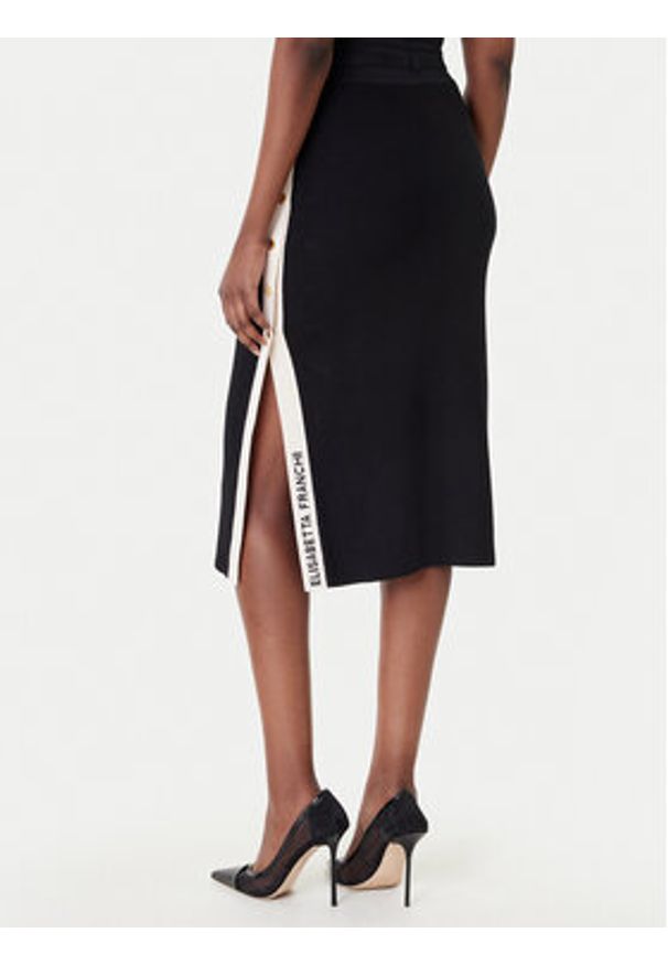 Elisabetta Franchi Spódnica midi GK-27S-61E2-V340 Czarny Regular Fit. Kolor: czarny. Materiał: wiskoza