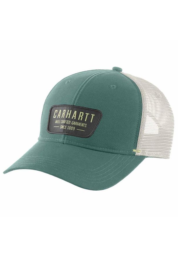 Czapka z daszkiem Carhartt Canvas Mesh-Back Crafted Patch Cap. Kolor: zielony. Materiał: mesh