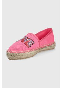 Love Moschino espadryle kolor różowy. Nosek buta: okrągły. Kolor: różowy. Materiał: guma. Obcas: na obcasie. Wysokość obcasa: niski #3