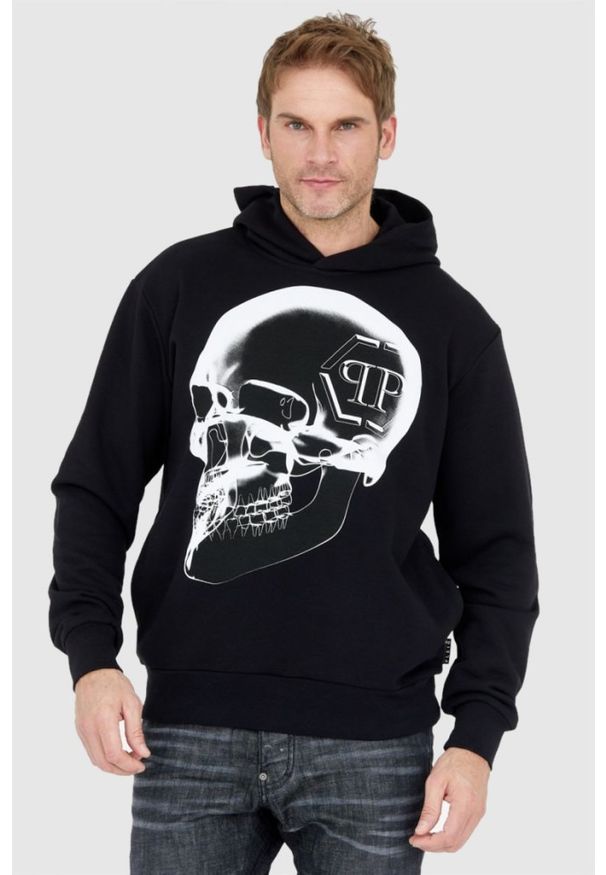 Philipp Plein - PHILIPP PLEIN Czarna bluza męska z kapturem x-ray skull, Rozmiar XXL. Typ kołnierza: kaptur. Kolor: czarny