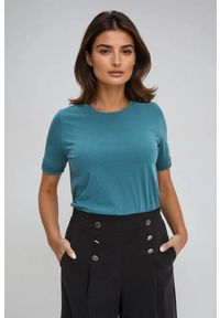 MOODO - T-shirt z bawełny z krótkimi rękawami zielony. Kolor: zielony. Materiał: bawełna. Długość rękawa: krótki rękaw. Długość: krótkie