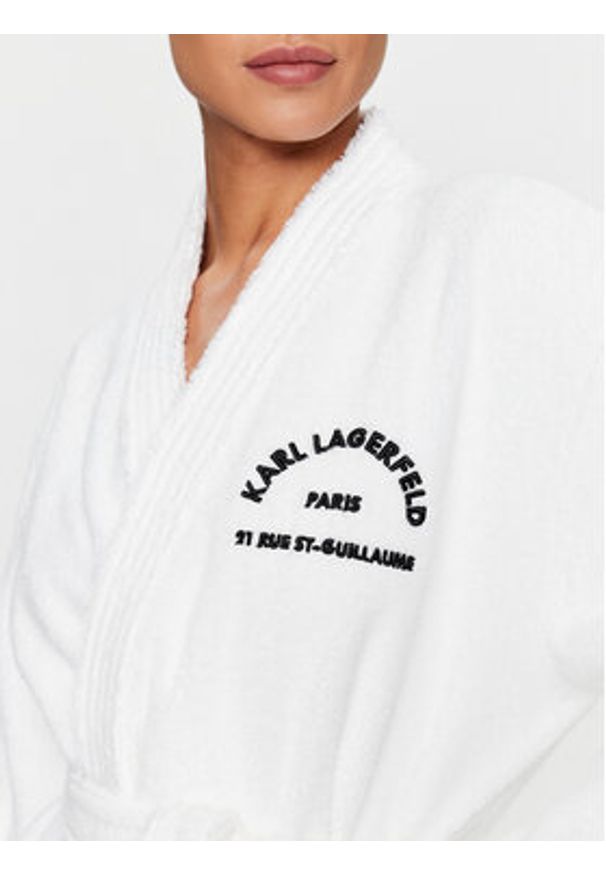 Karl Lagerfeld - KARL LAGERFELD Szlafrok Unisex 215M2180 Biały Regular Fit. Typ kołnierza: dekolt w karo. Kolor: biały. Materiał: bawełna
