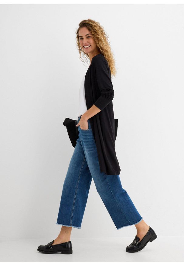 bonprix - Kardigan z miękkiej mieszanki wiskozy. Kolor: czarny. Materiał: wiskoza. Długość: długie