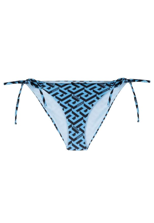 VERSACE - Niebieski dół od bikini z logowaniem. Kolor: niebieski. Materiał: materiał