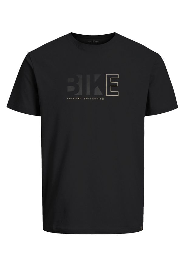 Volcano - T-shirt męski czarny, Comfort Fit, T-EKIB. Okazja: na co dzień. Kolor: czarny. Materiał: materiał, bawełna. Długość rękawa: krótki rękaw. Długość: krótkie. Wzór: nadruk. Styl: klasyczny, casual