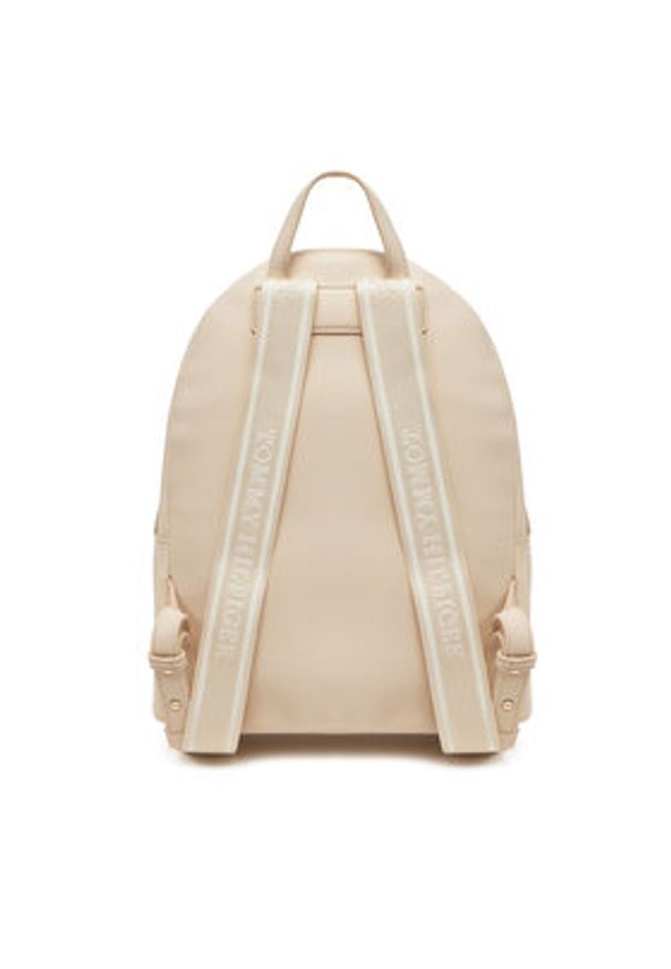 TOMMY HILFIGER - Tommy Hilfiger Plecak Th Logotape Backpack AW0AW17163 Écru. Materiał: skóra