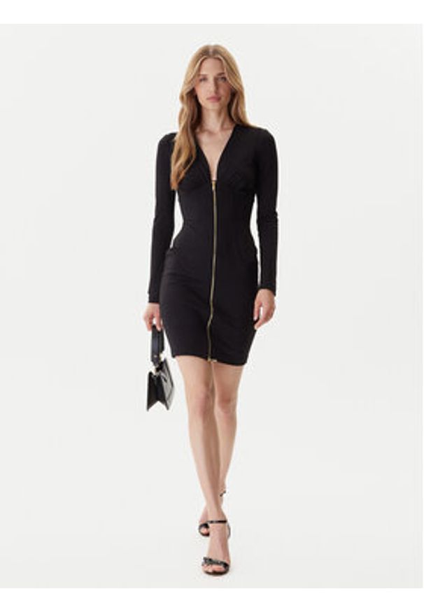 Just Cavalli Sukienka dzianinowa 79PAO937 J0092 Czarny Slim Fit. Kolor: czarny. Materiał: syntetyk