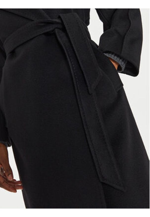 Weekend Max Mara Płaszcz wełniany Resina 2425016092 Czarny Regular Fit. Kolor: czarny. Materiał: wełna