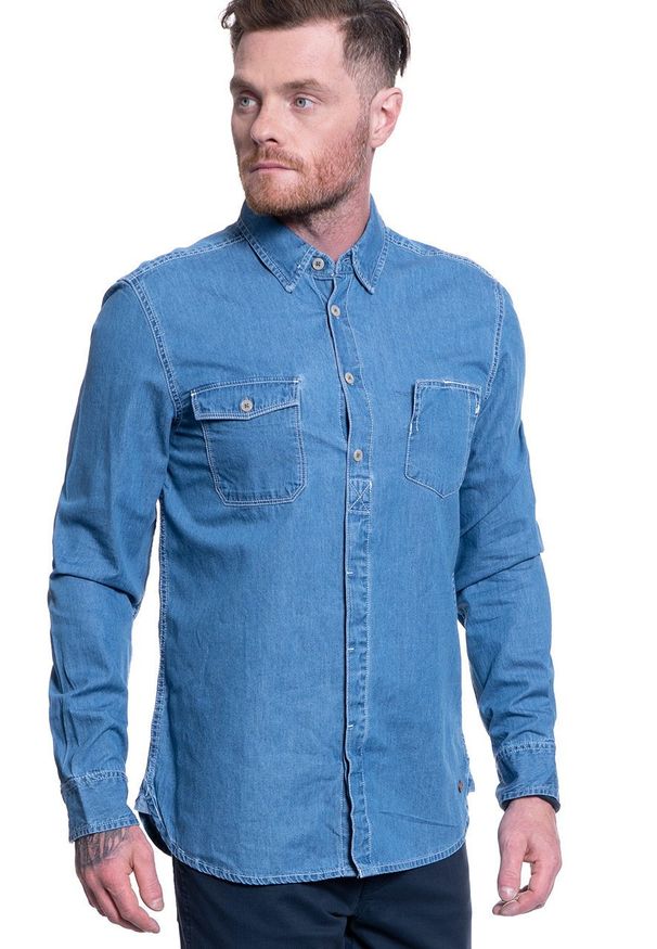 Mustang - MĘSKA KOSZULA JEANSOWA MUSTANG CASPER DNM HIPSTER 1010159 5000 300. Materiał: jeans