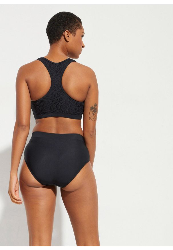 bonprix - Biustonosz bikini bustier z koronką. Kolor: czarny. Materiał: koronka. Wzór: koronka