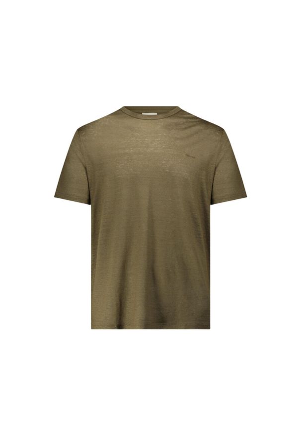 GANT - Koszulka męska Gant Linen Ss T-shirt lniany. Kolor: zielony. Materiał: len