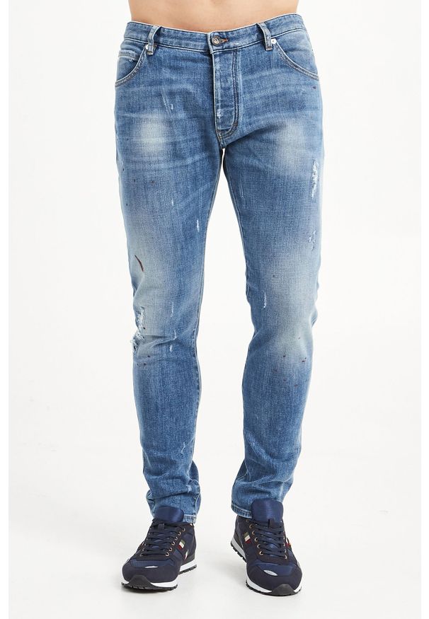 Emporio Armani - JEANSY SLIM TAPERED FIT EMPORIO ARMANI. Materiał: jeans. Wzór: aplikacja