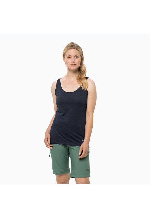 Koszulka trekkingowa damska Jack Wolfskin Pack & Go Tank. Kolor: niebieski. Sport: turystyka piesza