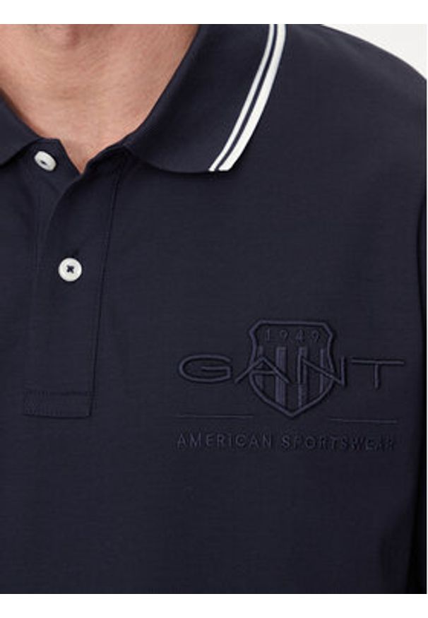 GANT - Gant Polo Contrast 2013039 Granatowy Regular Fit. Typ kołnierza: polo. Kolor: niebieski. Materiał: bawełna