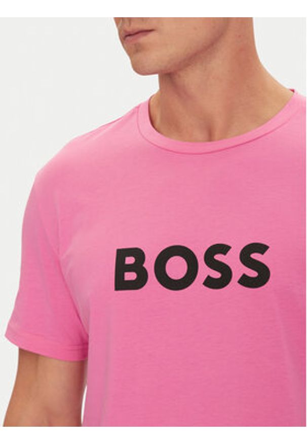 BOSS T-Shirt 50491706 Różowy Regular Fit. Kolor: różowy. Materiał: bawełna