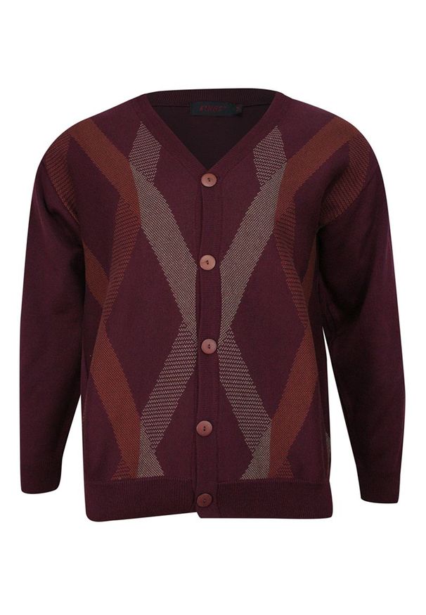 Czerwony sweter Kings elegancki, w geometryczne wzory
