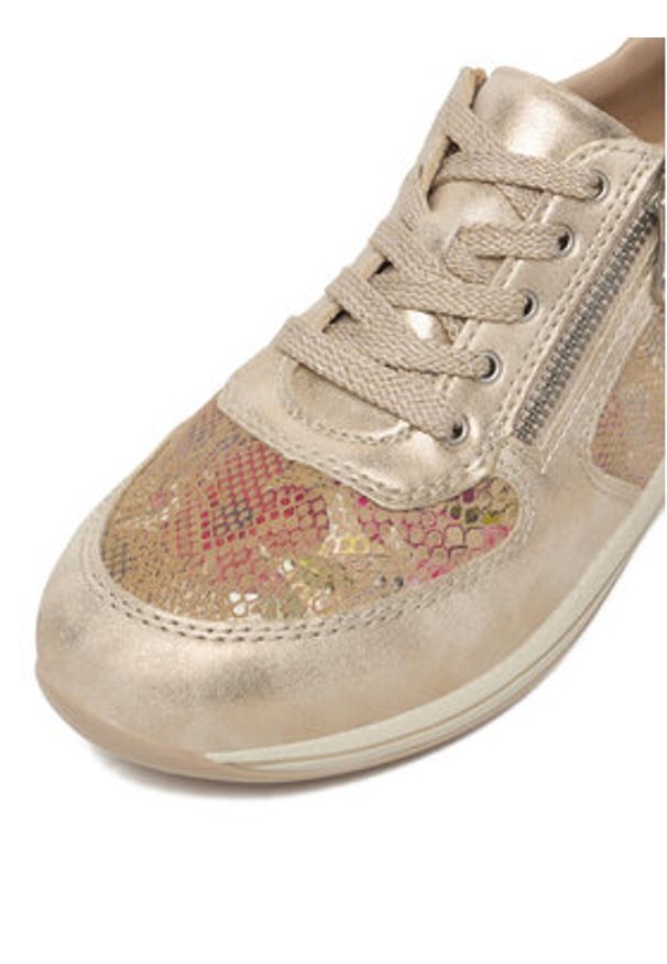 Rieker Sneakersy N1112-91 Złoty. Kolor: złoty. Materiał: materiał