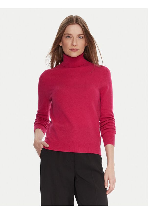 United Colors of Benetton - United Colors Of Benetton Golf 1002D2348 Różowy Regular Fit. Typ kołnierza: golf. Kolor: różowy. Materiał: wełna
