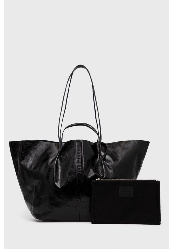 AllSaints torebka skórzana kolor czarny. Kolor: czarny. Materiał: skórzane. Rodzaj torebki: na ramię
