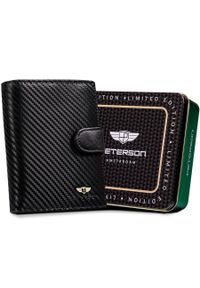 Portfel skórzany Peterson czarny PTN 324Z-CA-6624 BLACK. Kolor: czarny. Materiał: skóra