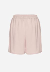 Renee - Beżowe Szorty z Wiskozą High Waist Puvione. Okazja: na co dzień. Stan: podwyższony. Kolor: beżowy. Materiał: wiskoza. Styl: casual #7