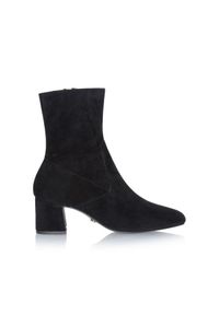 Ochnik - Buty damskie. Kolor: czarny. Materiał: skóra, zamsz. Szerokość cholewki: normalna. Obcas: na obcasie. Styl: elegancki, klasyczny. Wysokość obcasa: średni #1