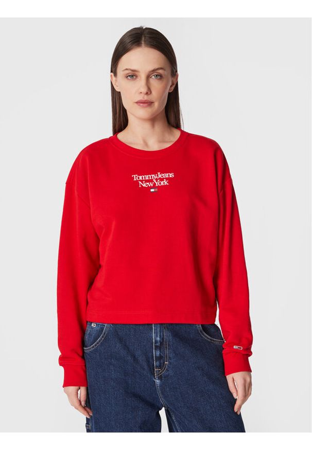Tommy Jeans Bluza Essential DW0DW14851 Czerwony Regular Fit. Kolor: czerwony. Materiał: bawełna