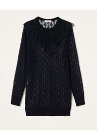 TwinSet - TWINSET - Czarny sweter z ażurową koronką. Kolor: czarny. Materiał: koronka. Wzór: ażurowy, koronka #4