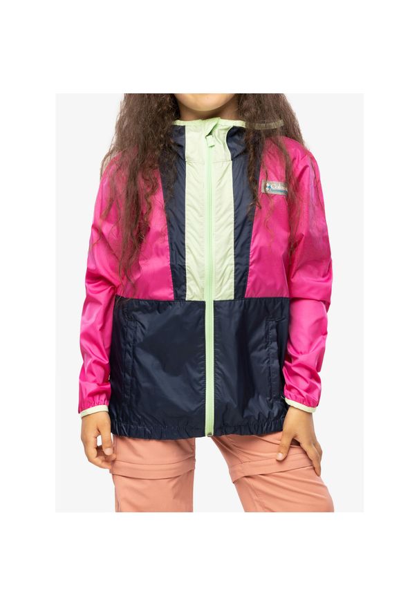 columbia - Kurtka przeciwwiatrowa dziewczęca Columbia Back Bowl Hooded Windbreaker. Kolor: różowy. Sport: turystyka piesza