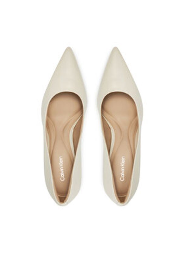 Calvin Klein Szpilki Pump 90 Pointy Hw Bar Lth HW0HW02527 Beżowy. Kolor: beżowy. Materiał: skóra. Obcas: na szpilce