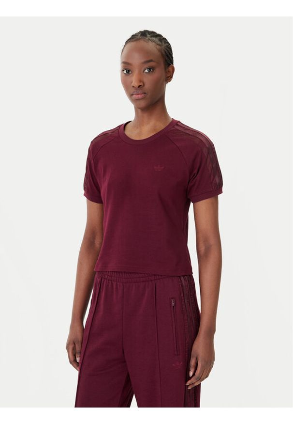 Adidas - adidas T-Shirt Lace Cali KC6453 Bordowy Regular Fit. Kolor: czerwony. Materiał: bawełna