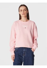 Tommy Jeans Bluza Essential DW0DW14851 Różowy Regular Fit. Kolor: różowy. Materiał: syntetyk, bawełna