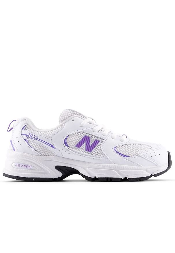 Buty młodzieżowe New Balance GR530CI - białe. Okazja: na co dzień. Kolor: biały. Materiał: guma, syntetyk, materiał. Szerokość cholewki: normalna
