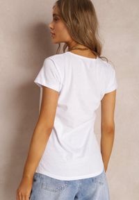 Renee - Biały T-shirt Doriphae. Kolor: biały. Materiał: bawełna, dzianina. Długość rękawa: krótki rękaw. Długość: krótkie. Wzór: nadruk, aplikacja, gładki. Styl: klasyczny #3