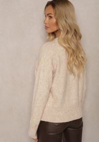 Renee - Beżowy Sweter z Domieszką Wełny Torissia. Kolor: beżowy. Materiał: wełna. Sezon: zima #3