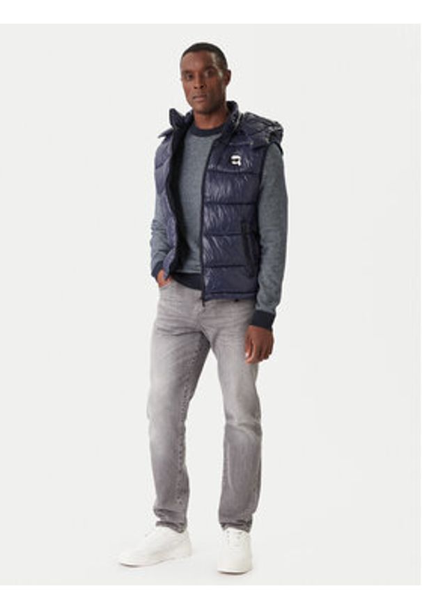 Karl Lagerfeld - KARL LAGERFELD Kamizelka 505023 554590 Granatowy Regular Fit. Typ kołnierza: dekolt w karo. Kolor: niebieski. Materiał: syntetyk
