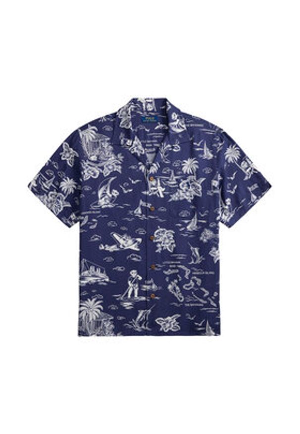 Polo Ralph Lauren Koszula 710B14282001 Granatowy Classic Fit. Typ kołnierza: polo. Kolor: niebieski. Materiał: wiskoza