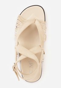 Born2be - Beżowe Sandały w Stylu Rzymianek z Frędzlami Lysoph. Okazja: na co dzień. Zapięcie: sprzączka. Kolor: beżowy. Materiał: jeans. Styl: casual, elegancki, boho #9