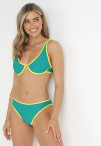 Born2be - Zielone Bikini z Kontrastowymi Lamówkami Libenta. Kolor: zielony