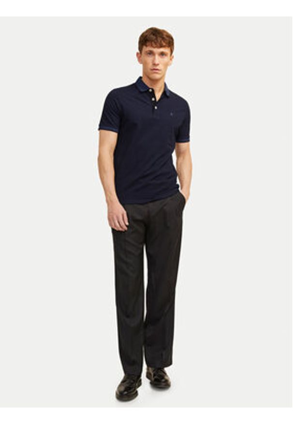 Jack & Jones Polo Paulos 12136668 Granatowy Slim Fit. Typ kołnierza: polo. Kolor: niebieski. Materiał: bawełna