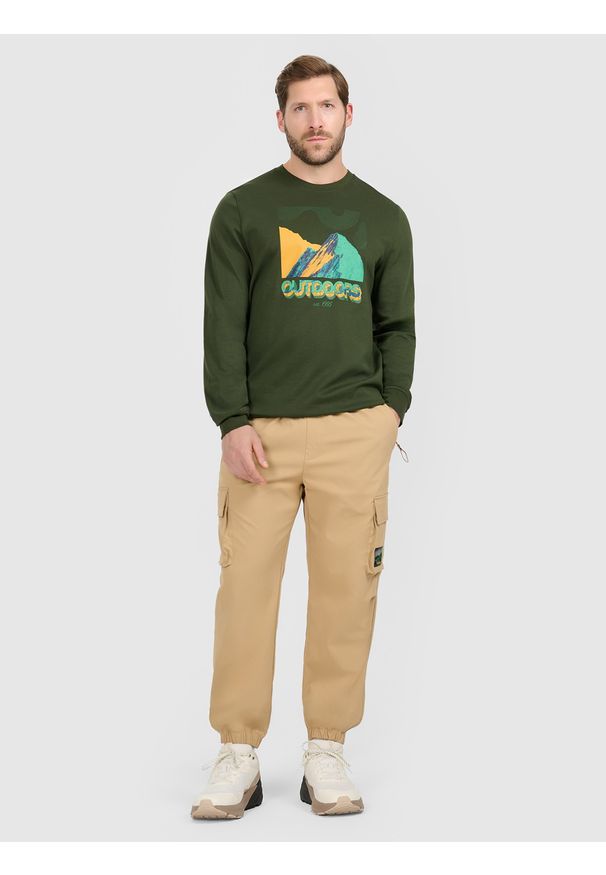 4f - 4F Spodnie casual cargo męskie - beżowe XS. Okazja: na co dzień. Kolor: beżowy. Styl: casual