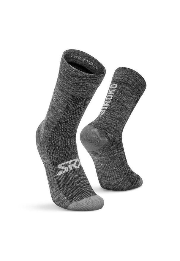 SIROKO - Skarpetki rowerowe z wełną merino kolarsjie unisex SRX Maloja. Kolor: szary. Materiał: wełna. Sport: kolarstwo