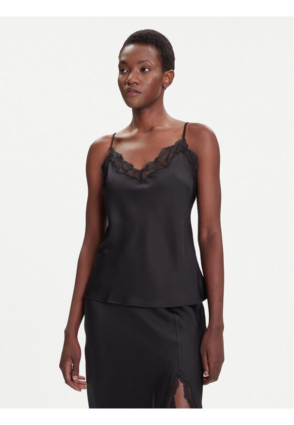 Calvin Klein Top LV044C101G Czarny Regular Fit. Kolor: czarny. Materiał: satyna, syntetyk