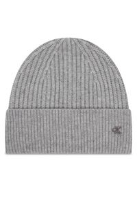 Calvin Klein Czapka Ck Metal Wool Beanie LV04D8032G Szary. Kolor: szary. Materiał: wełna #1