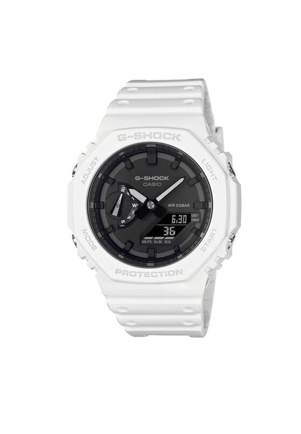 G-Shock Zegarek GA-2100-7AER Biały. Kolor: biały. Materiał: syntetyk
