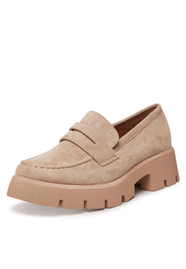 DeeZee Loafersy 8-124-1 Beżowy. Kolor: beżowy. Materiał: materiał