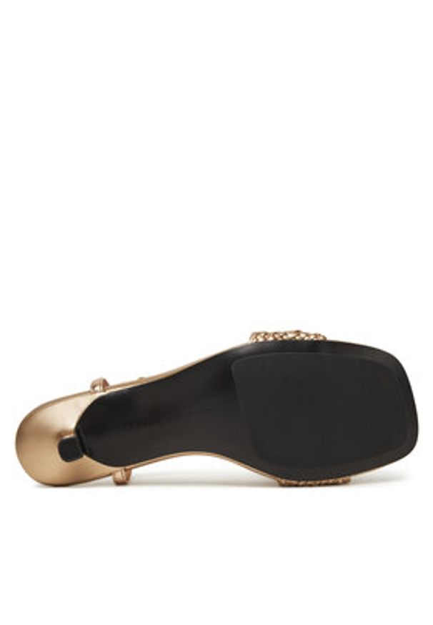 TOMMY HILFIGER - Tommy Hilfiger Sandały Metallic Lthr Kitten Sandal FW0FW08611 Złoty. Kolor: złoty. Materiał: skóra