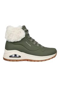 skechers - Buty zimowe damskie, Uno Rugged - Fall Air. Kolor: zielony. Sezon: zima. Sport: turystyka piesza