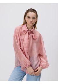 Reserved - Koszula z lyocellem - różowy. Kolor: różowy. Materiał: tkanina #1